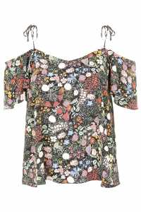 Topshop Floral Print Tie-Strap Bardot Top £26