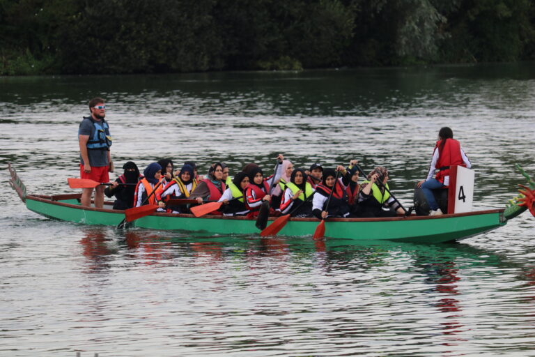 Three generations of women compete in the Al-Noor Dragon Boat Race for Imran Khan Cancer Appeal