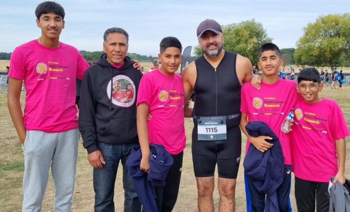 Suki Sandhu (pictured fourth from left) with his three sons, his nephew (far right) and Aman's dad (pictured second)