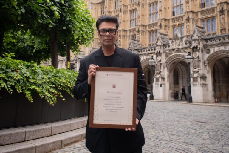 Karan Johar honoured at British Parliament in London for his contribution to the global entertainment industry